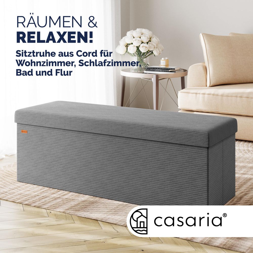 Sittebenk i cord 114x38x38 cm - antrasitt