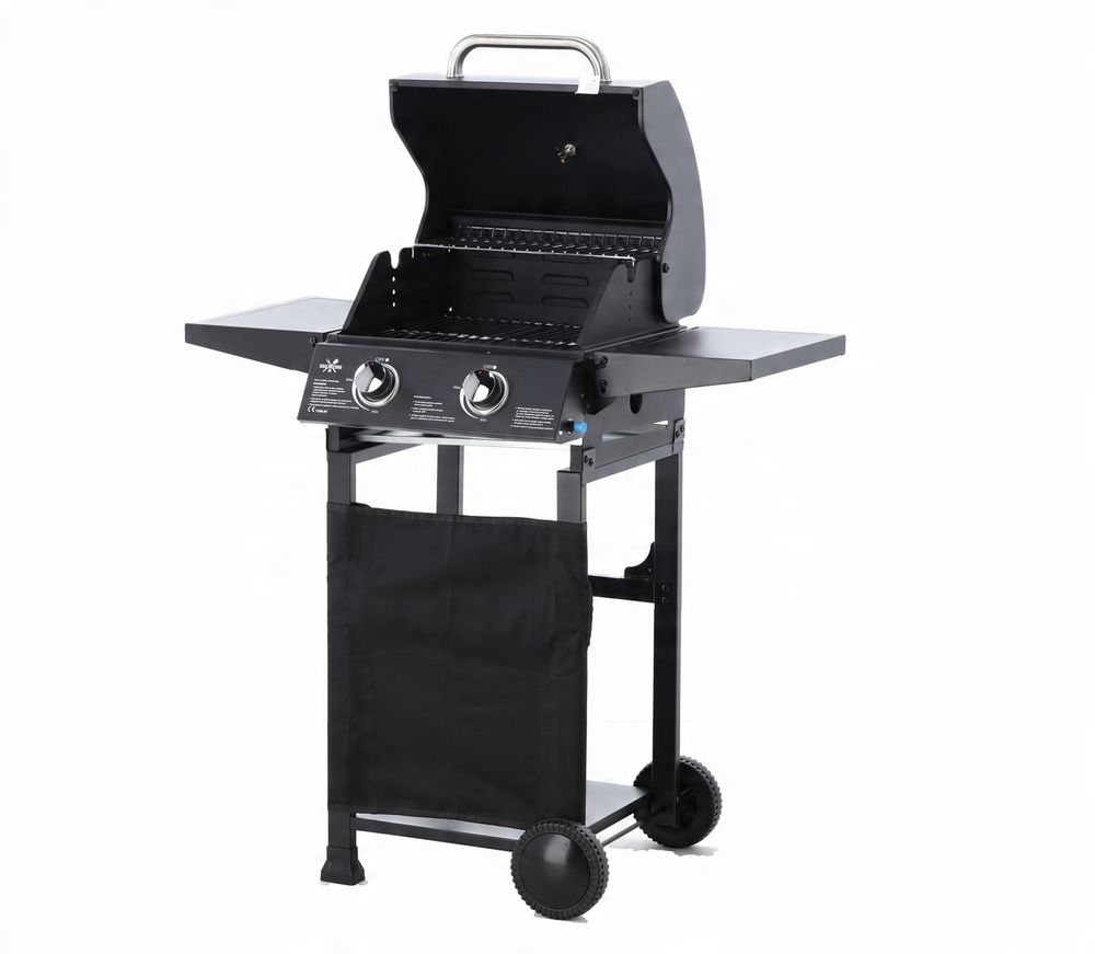 2-brenners gassgrill - sidebord og termometer