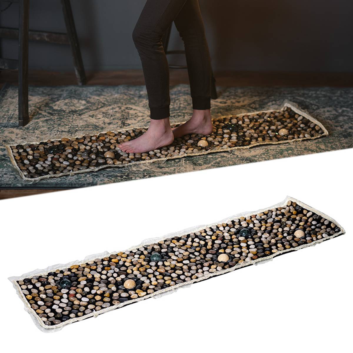 Gåmatte fotmassasje stein - 148 x 40 cm
