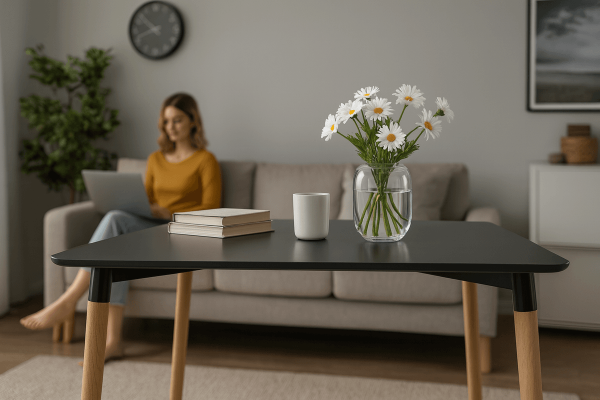 Rektangulært bord med treben - 120x80 cm