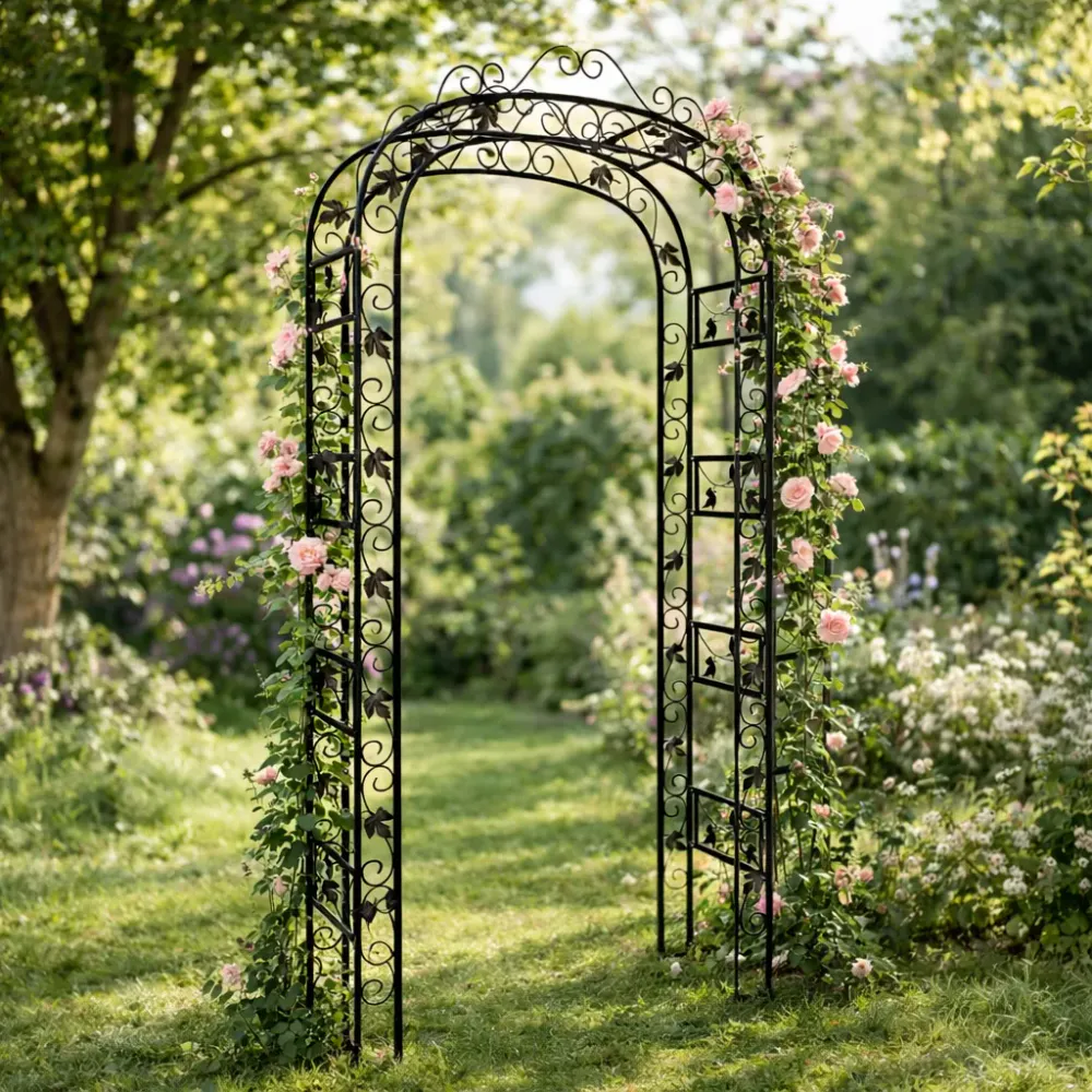 Elegant rosebue i solid stålkonstruksjon - 116x45x240 cm