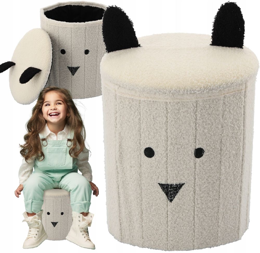 Barnepuff med oppbevaring «Bamse» - 28x28x34 cm