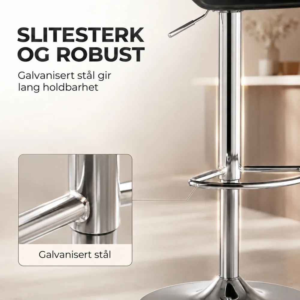 Høydejusterbar barkrakk med rygg og fotstøtte