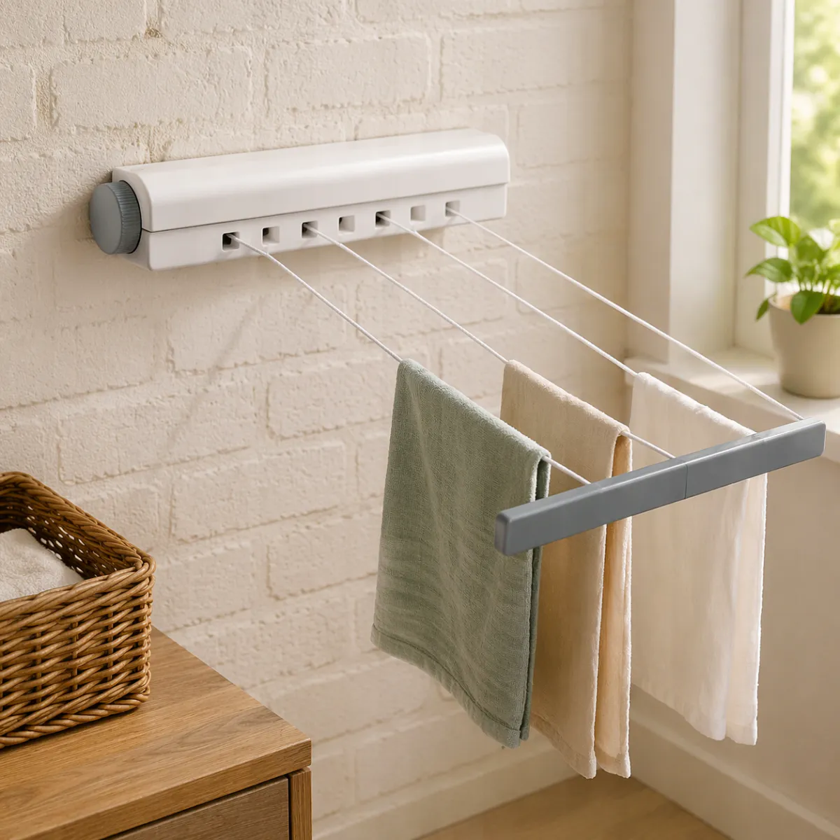 Uttrekkbart tørkesnorstativ 14 m