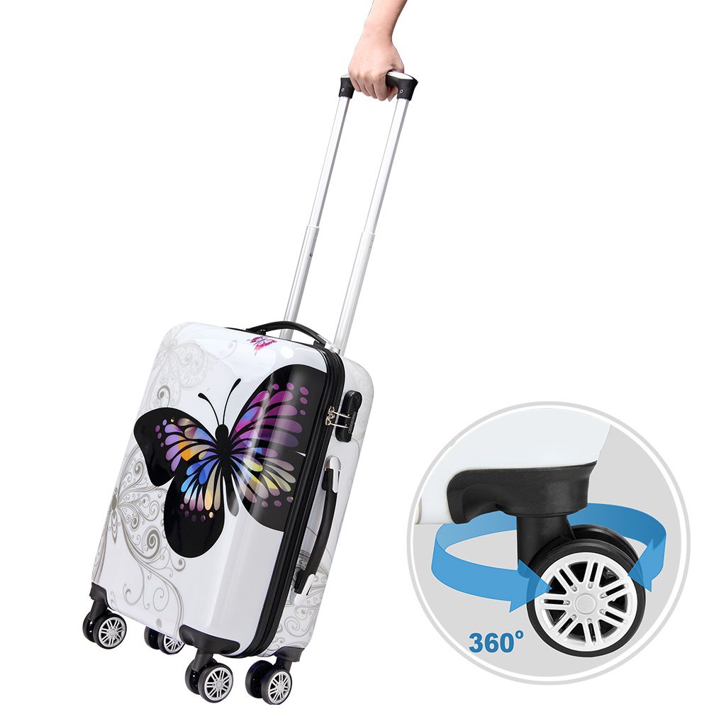 Koffert i hard plast 56x37x23cm butterfly