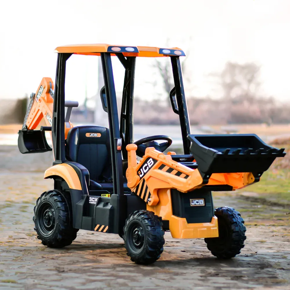 Elektrisk JCB-traktor for barn med frontlaster – 12V 70W – Gul