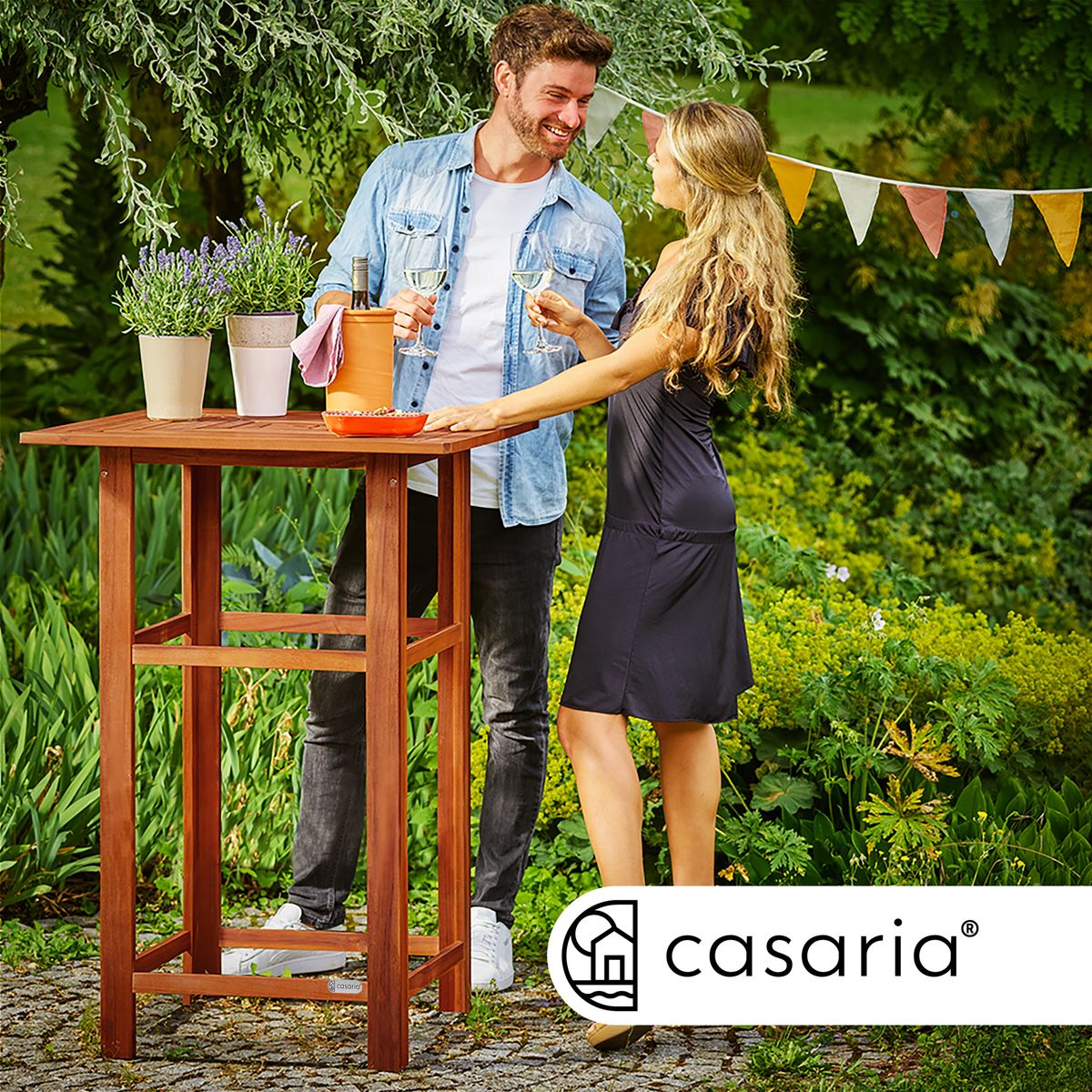 Barbordsett i akasietre - 3 deler med 2 barkrakker