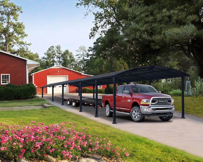 Hovedbilde Carport Arcadia 12700 - 359x1290x219cm - Grå - 10 års ...