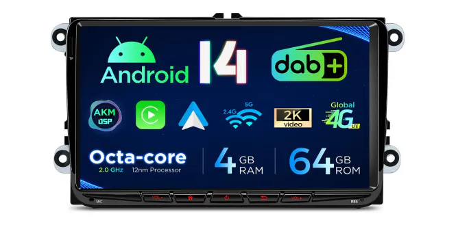 Hovedbilde Android 14 Bilstereo med DAB+ for VW - Skoda - Seat