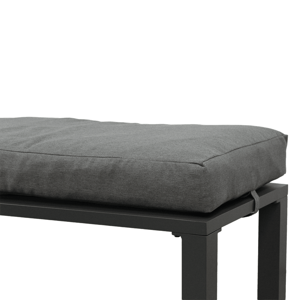 Hagemøbelsett i aluminium med hjørnesofa og regulerbart bord grå