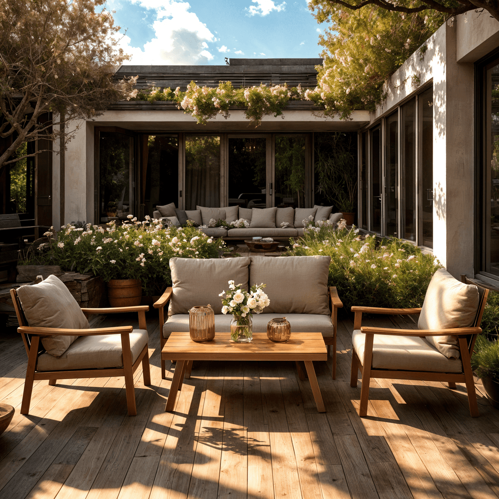 Hagemøbelsett i aluminium og polywood