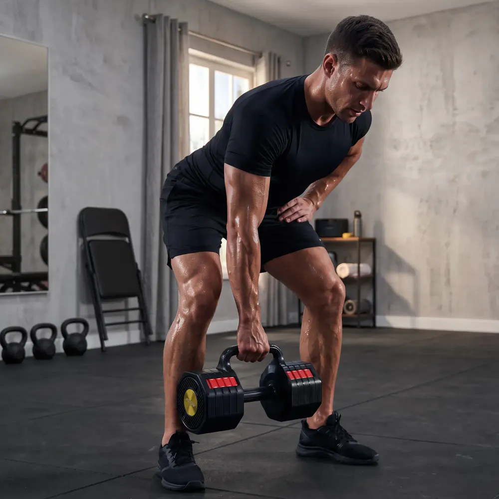 Justerbar manual og kettlebell med vektskiver