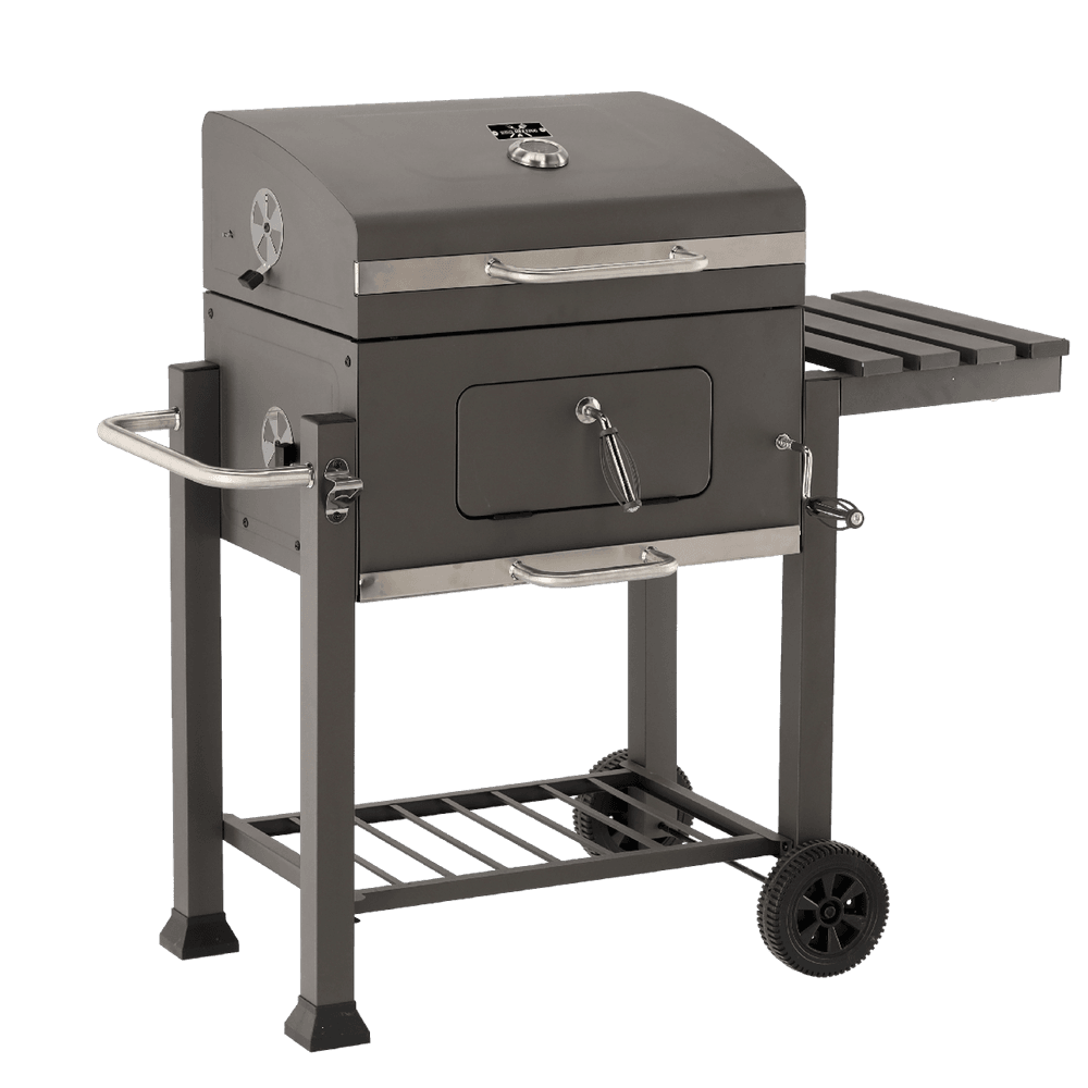 Stor kullgrill med lokk - termometer og hjul