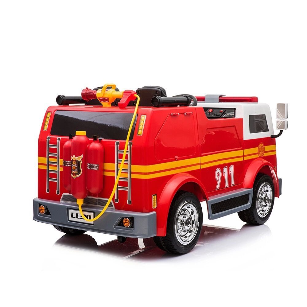 Gigantisk elektrisk brannbil for barn - 12V med gummihjul