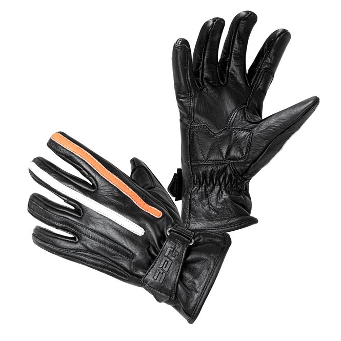 Hovedbilde Skinn MC-hansker W-TEC Classic Jawa Black med oransje og ...