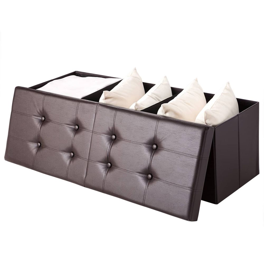 Entrebenk 115x38x38cm med hengslet lokk - brun