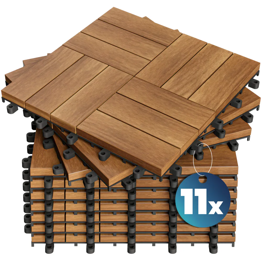 Terrassefliser i akasietre Mosaik 30x30 cm - 11 pk