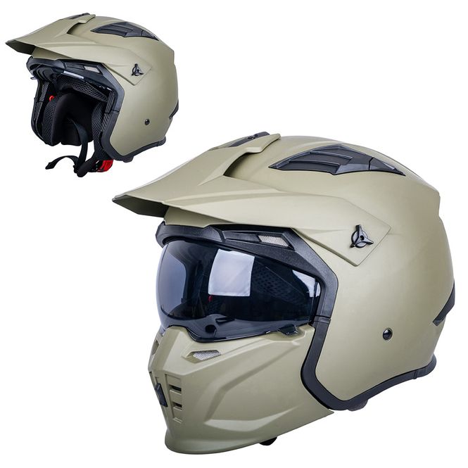 Hovedbilde W-TEC Badalone Army matt beige MC-hjelm – ECE 22.06