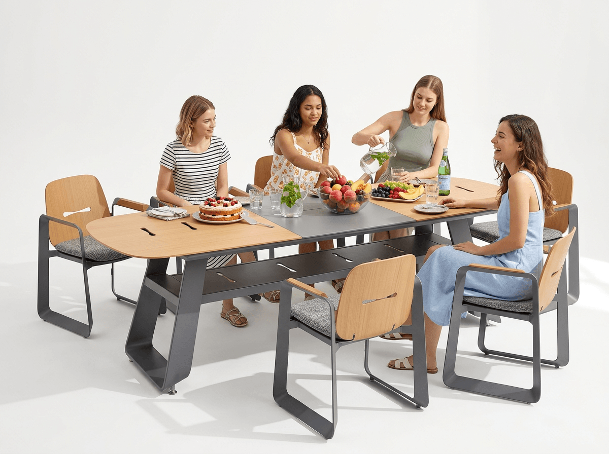 Hagemøbelsett THOMPSON - uttrekkbart bord aluminium