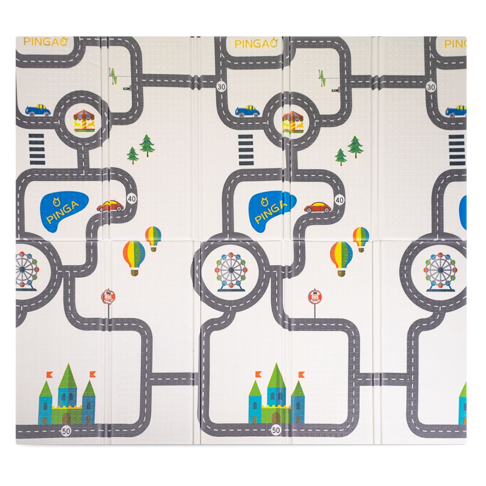 Lekematte 180×200 cm safari/vei motiv - sammenleggbar