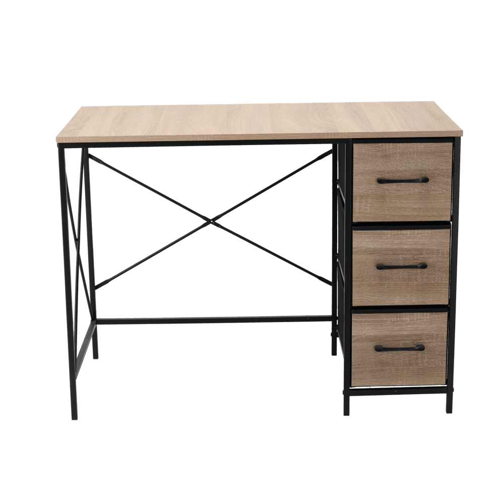 Skrivebord med 3 stoffskuffer - 100 x 50 x 75 cm