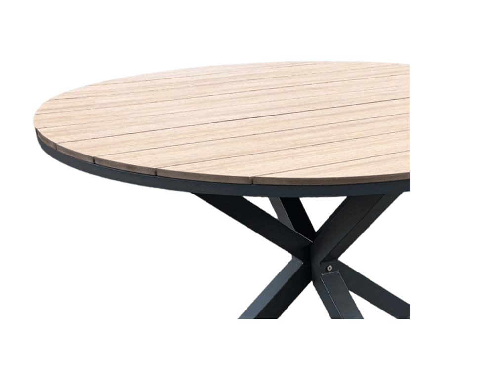 Rundt hagebord i aluminium med polywoodplate 111,5 × 73 cm, mørk grå