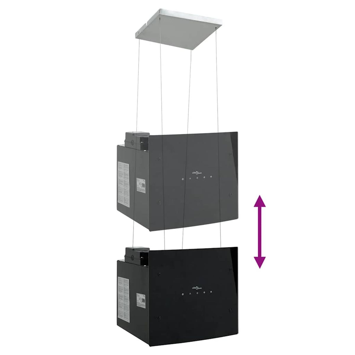 Fritthengende kjøkkenvifte LCD-herdet glass - 38 cm