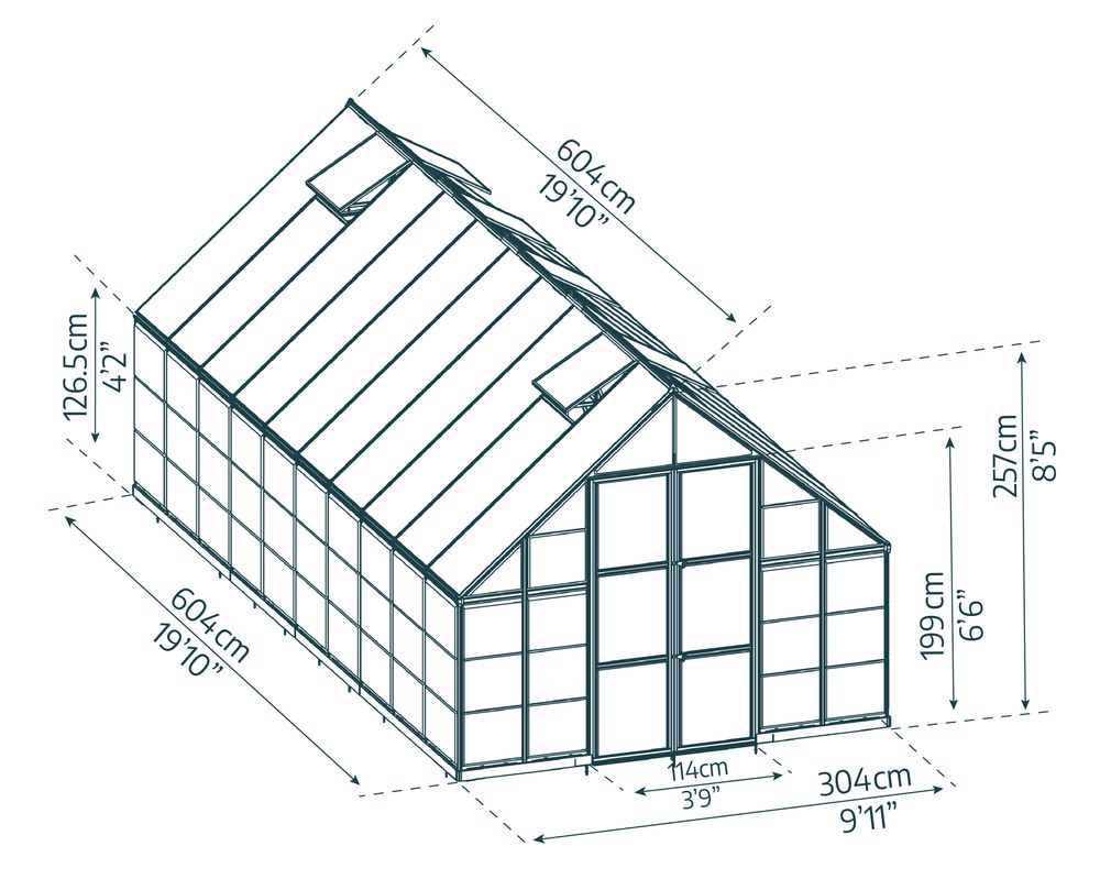 Palram Drivhus Balance 304x604cm - 18,36m2 - Silver