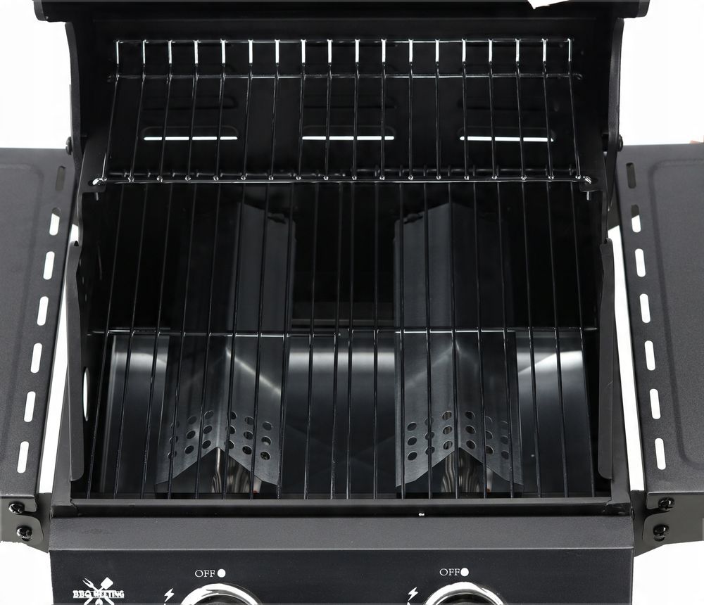 2-brenners gassgrill - sidebord og termometer