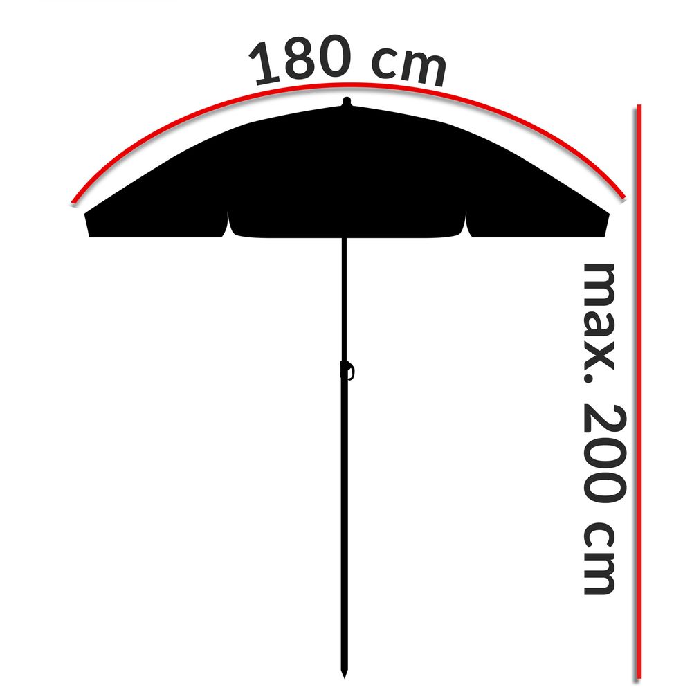 Strandparasoll KYPROS 180cm med vippefunksjon - rød
