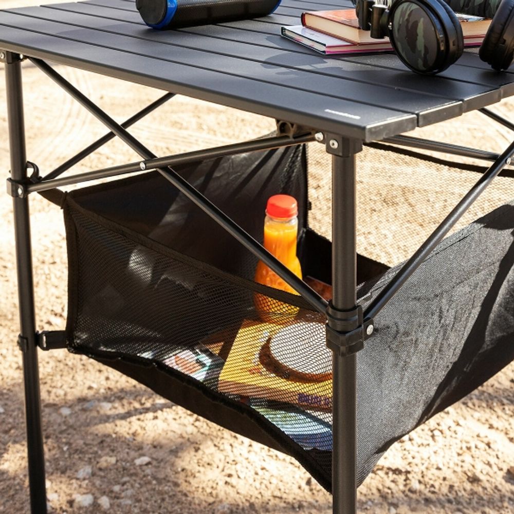 Campingbord sammenleggbart med kurv