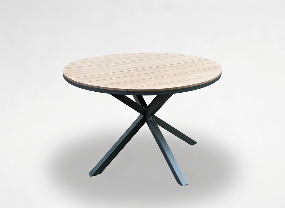 Rundt hagebord i aluminium med polywoodplate 111,5 × 73 cm, mørk grå