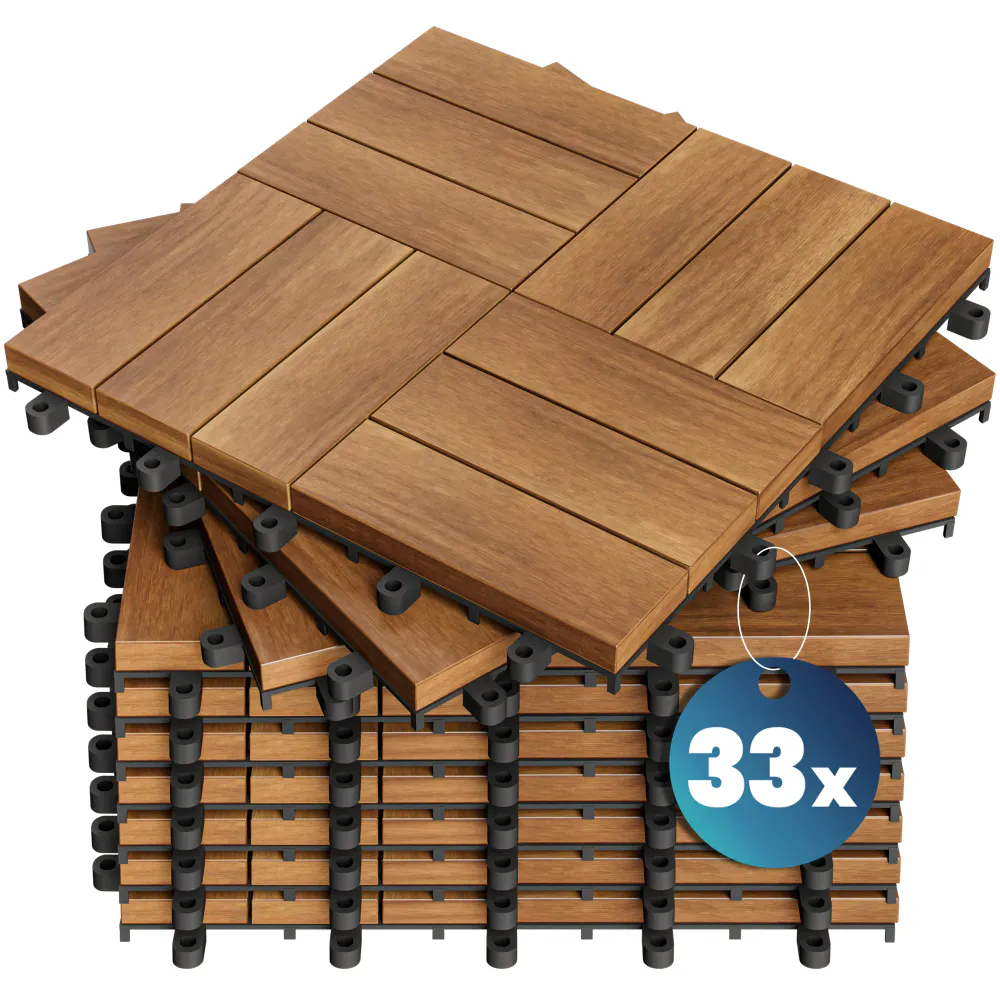 Terrassefliser i akasietre Mosaik 30x30 cm - 33 pk