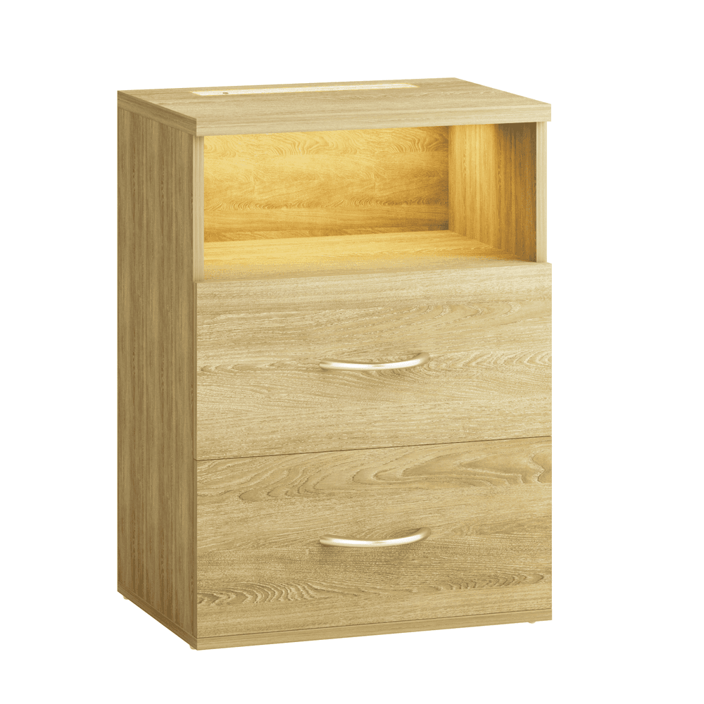 Nattbord Jamie med LED-lys - eik