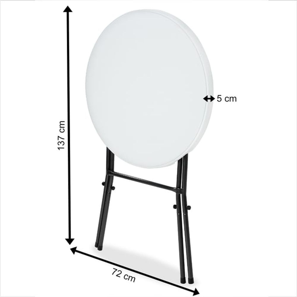 Barbord plast Ø75cm sammenleggbart hvit