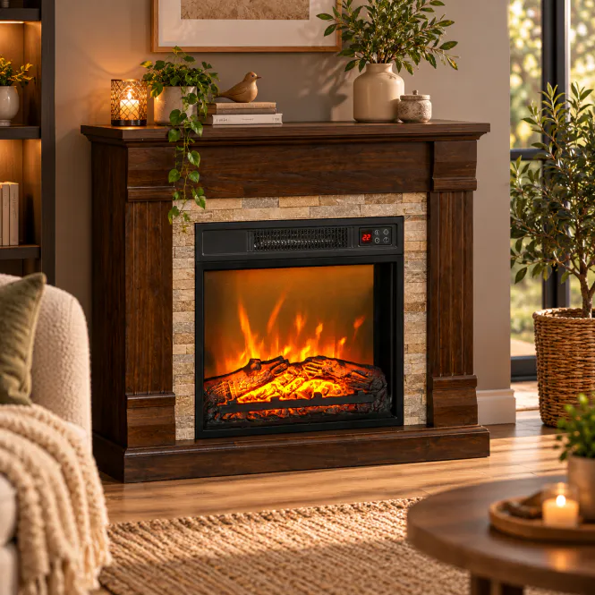 Hovedbilde Elektrisk peis 1800 W med 3D-flammeeffekt og knitrelyd