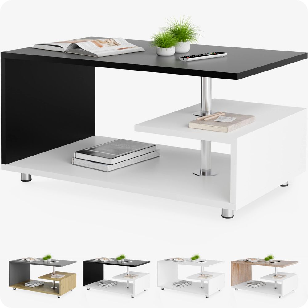 Salongbord Orlando 95x55x50cm - hvit/sort