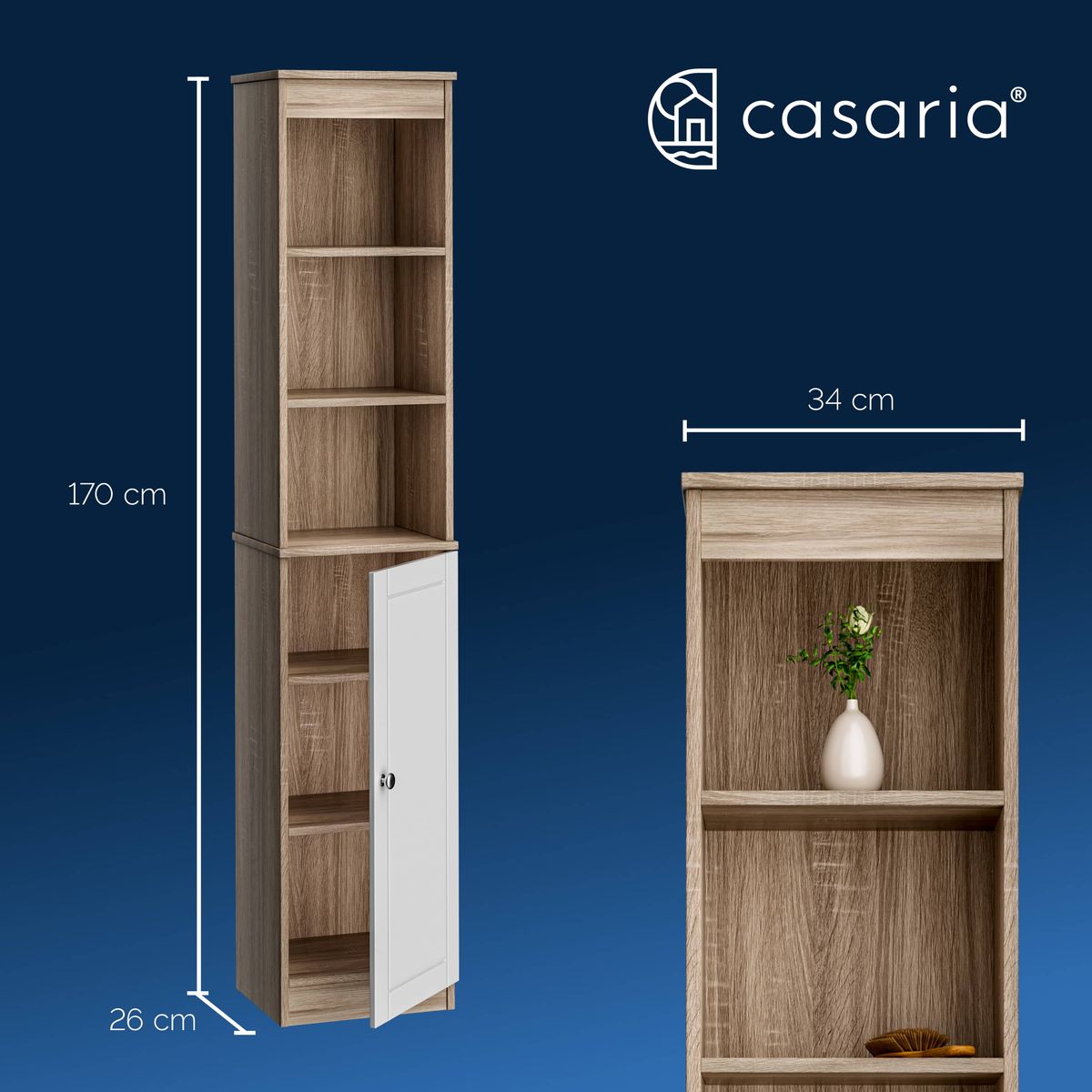 Baderomsskap i brun og hvit