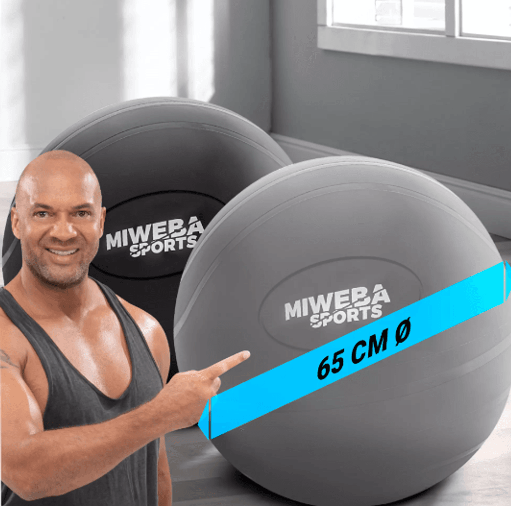 Miweba Sports treningsball 65cm anti-burst - sort/grå