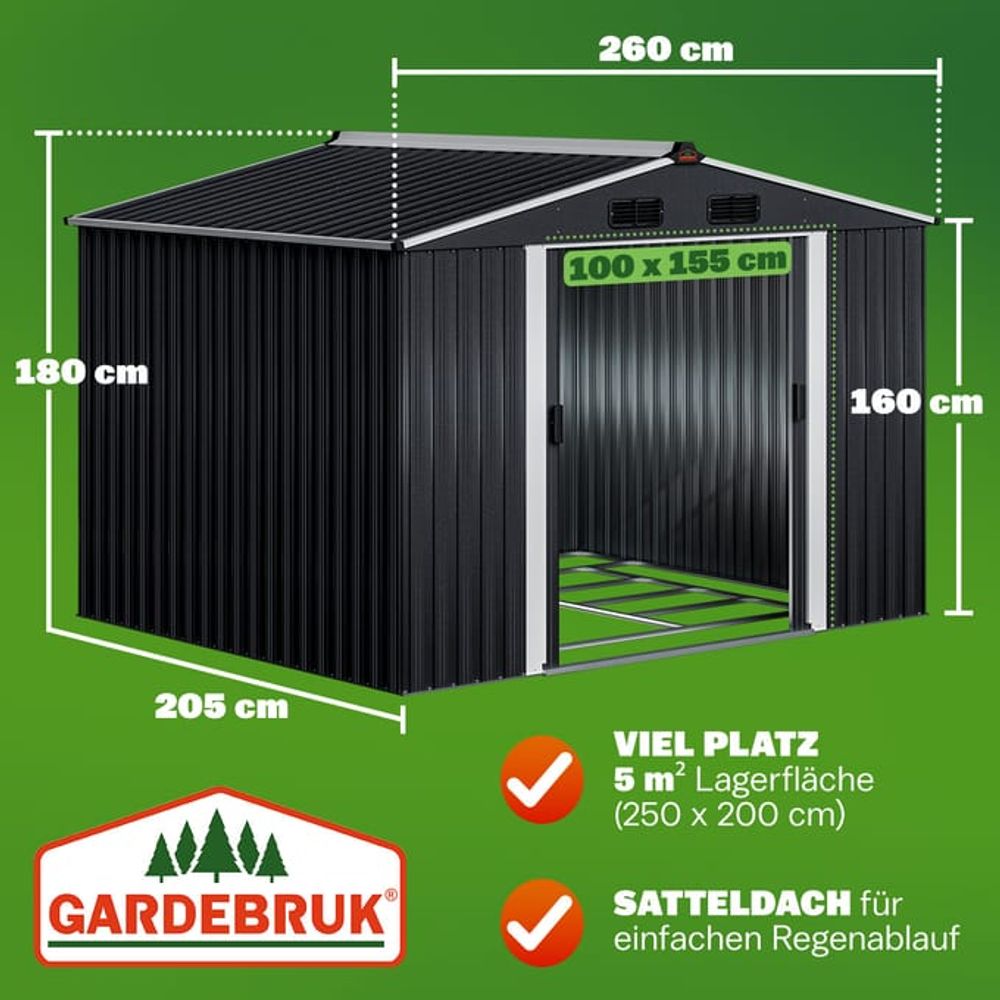 Hagebod metall 260x205x180cm - antrasitt