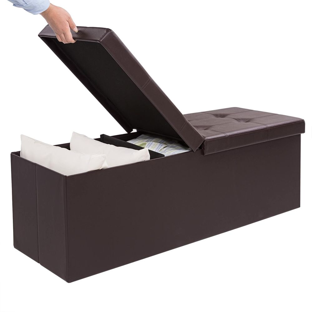 Entrebenk 115x38x38cm med hengslet lokk - brun