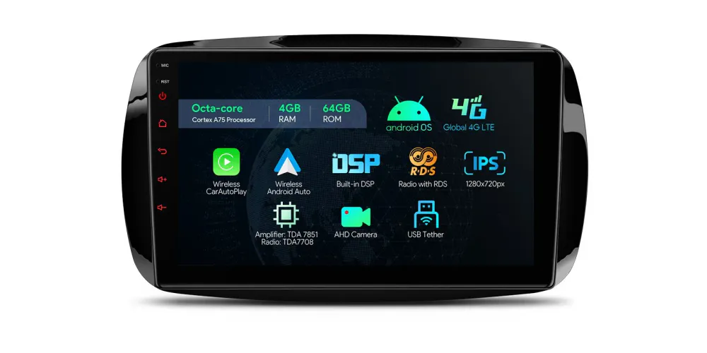 Android DAB+ bilstereo Smart Fortwo 9