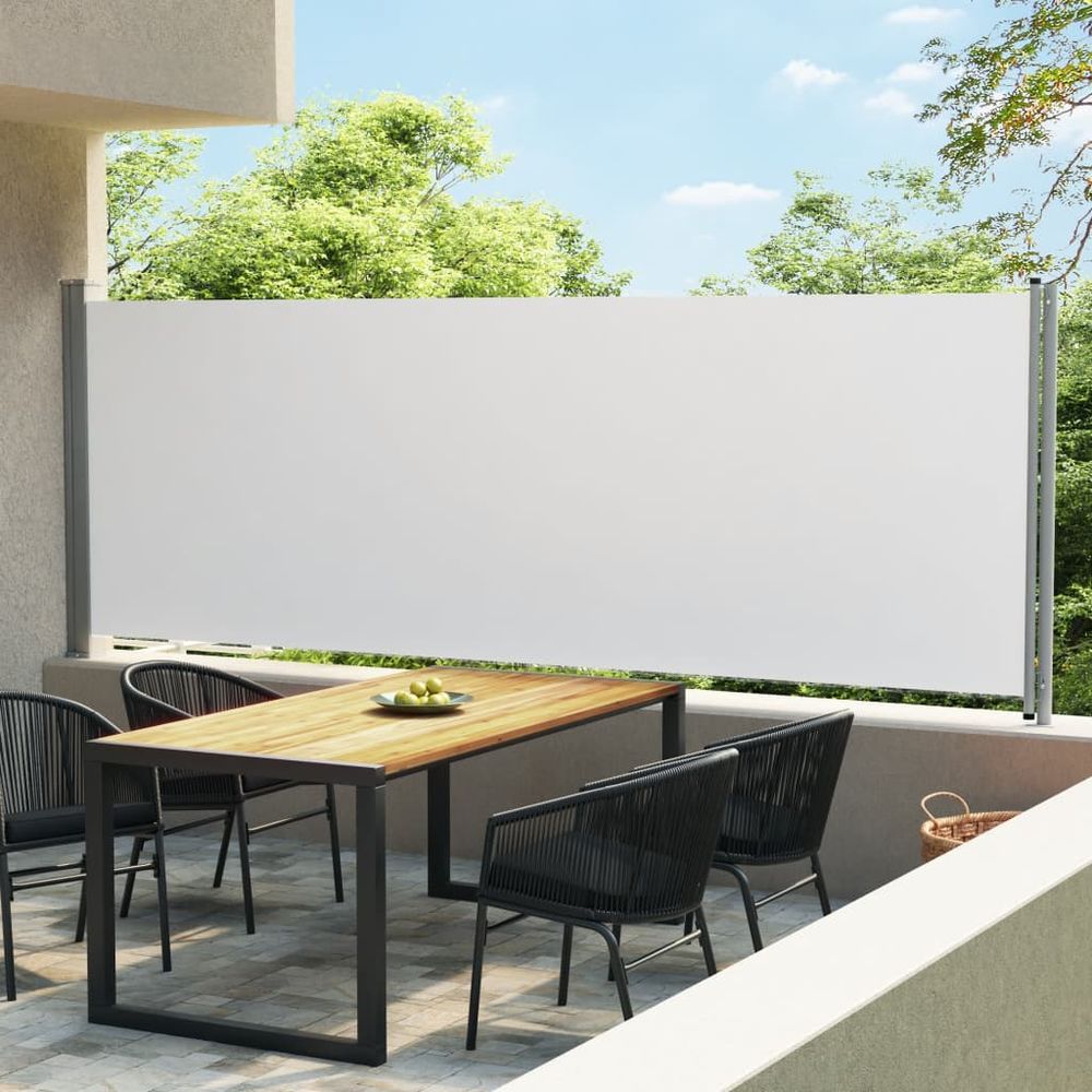 Uttrekkbar sidemarkise 600x160 cm - kremhvit