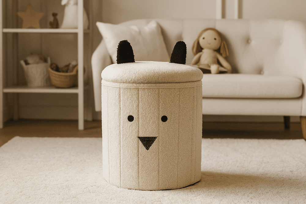 Barnepuff med oppbevaring «Bamse» - 28x28x34 cm