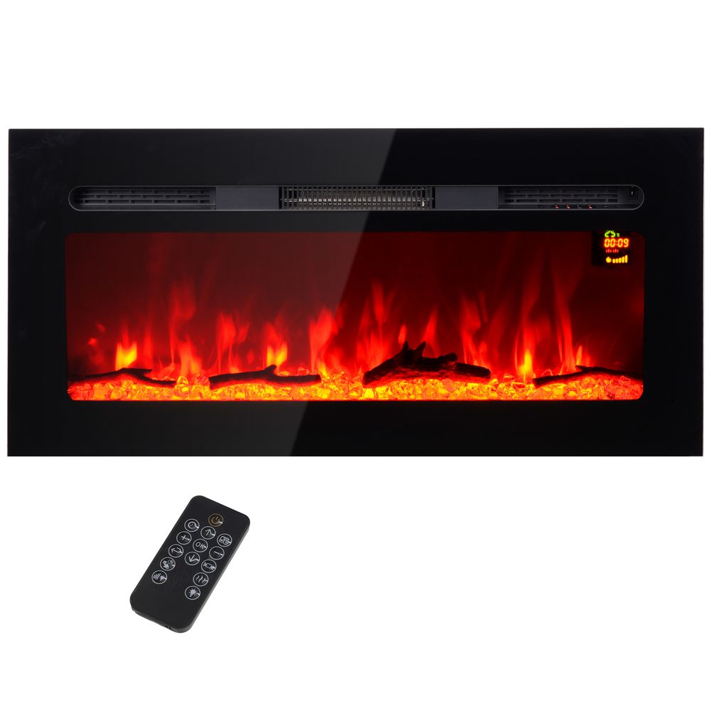 Veggmontert/innebygget elektrisk peis 1800W - 91x45 cm