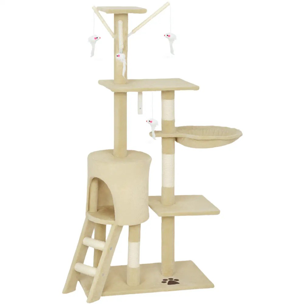 Klorestativ med kattehule 134 cm – beige eller grå