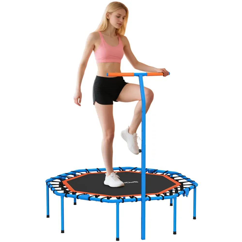 Sammenleggbar fitness-trampoline med håndtak