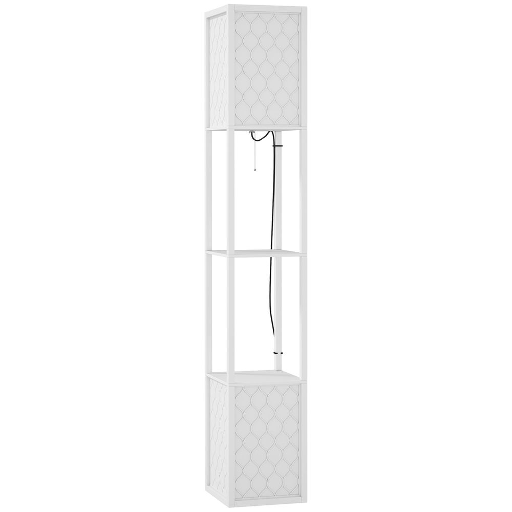 Gulvlampe med to hyller og stoffskjerm 156 cm - fargevalg