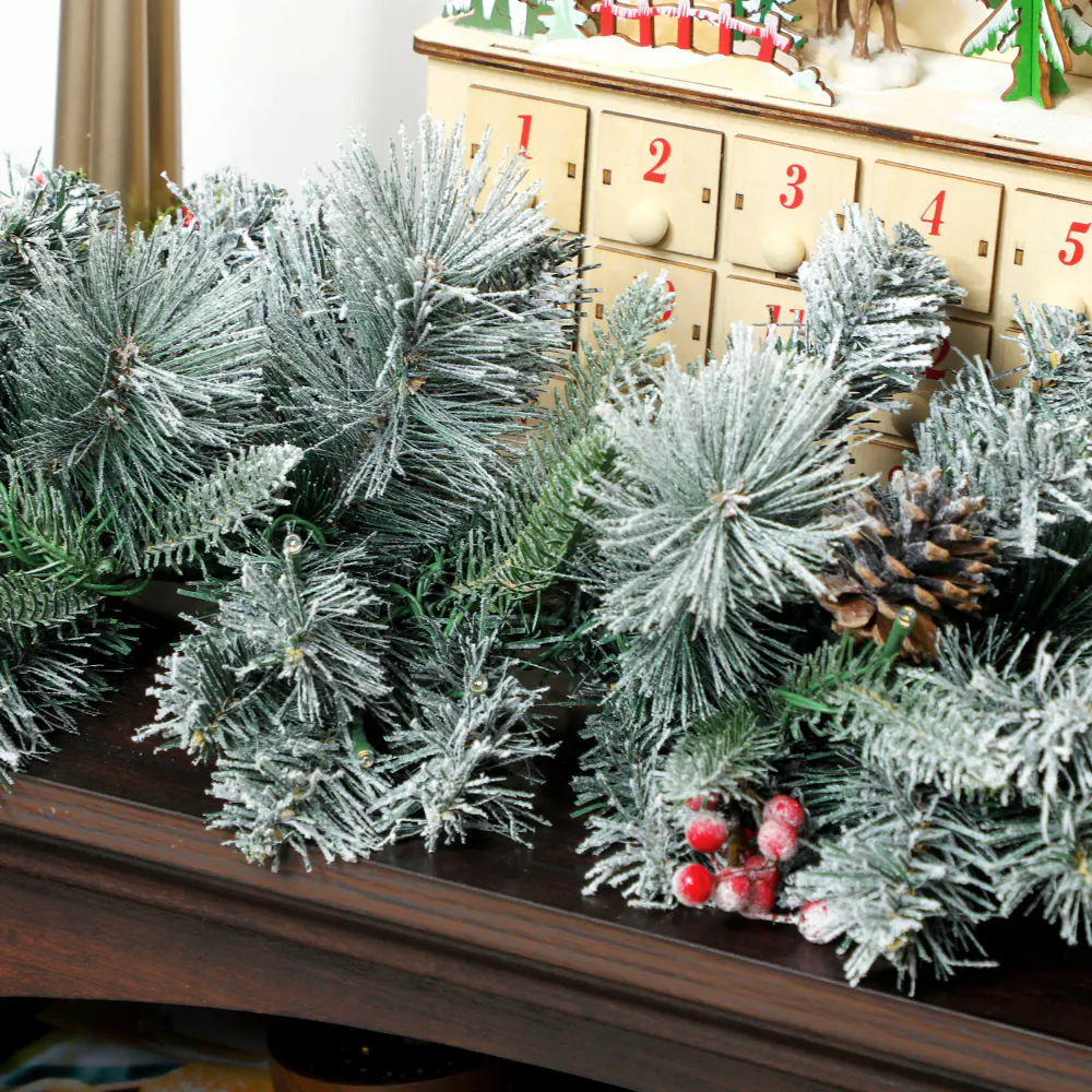 Julegirlander med 50 LED-lys og timer - 183 cm