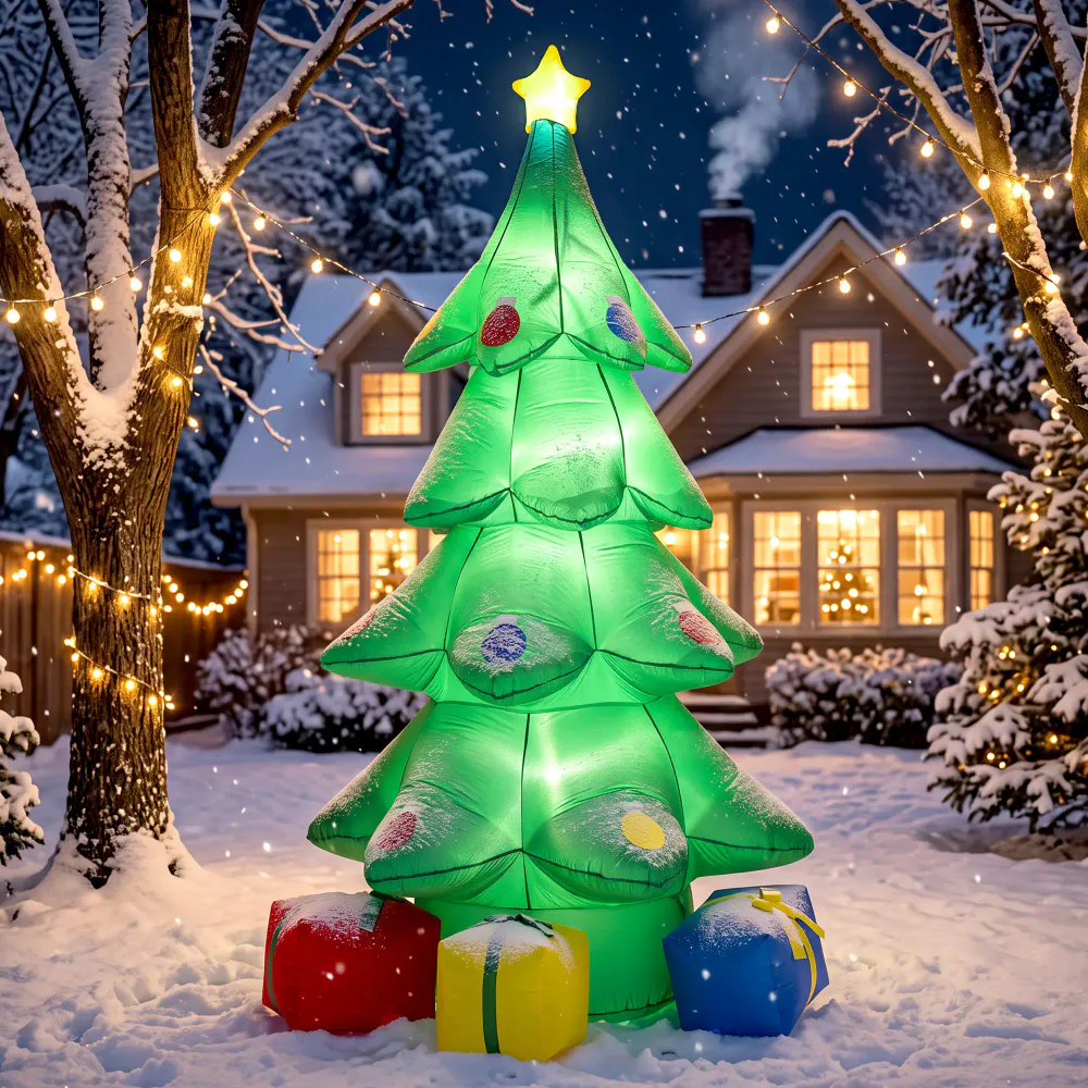 Oppblåsbart juletre med LED og RGB-stjerne - 3 m